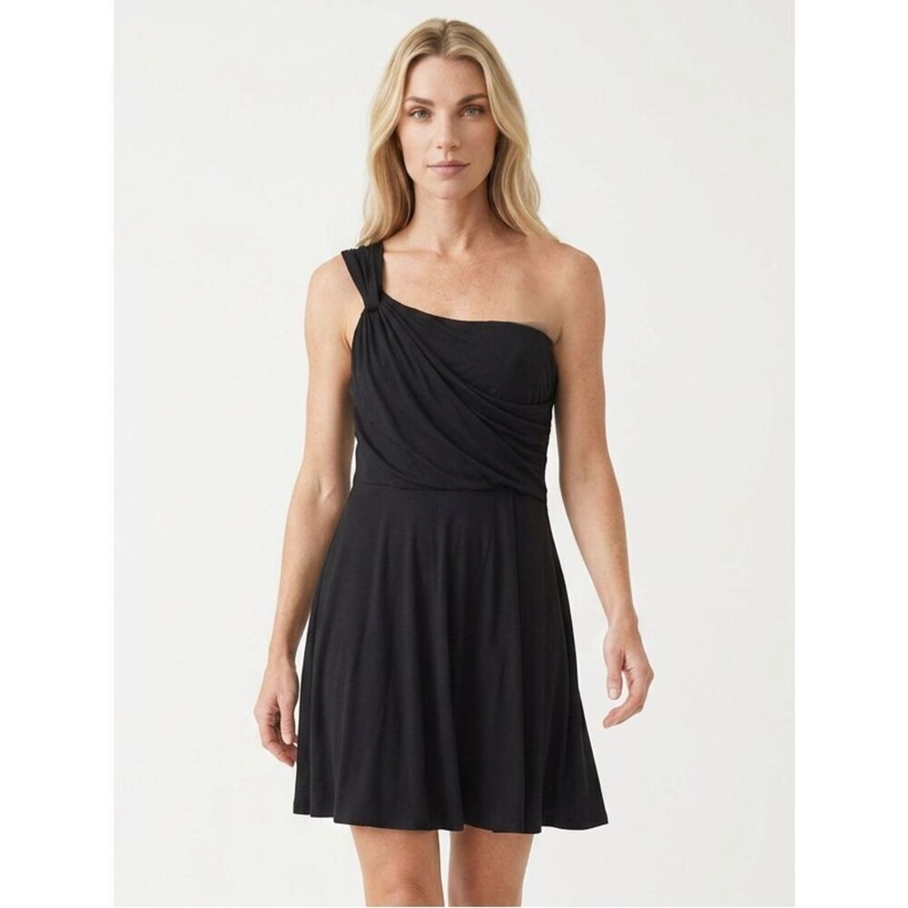 IISLI | NEW! Garbo Asymmetrical Black Mini Dress One Shoulder Women’s Size Small